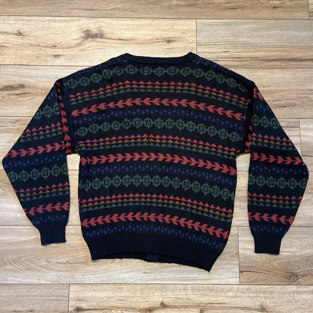 Men's VTG Sweater Graphix Knit Cardigan SZ MEDIUM Multicolor Aztec Grandpa Retro - Picture 8 of 8